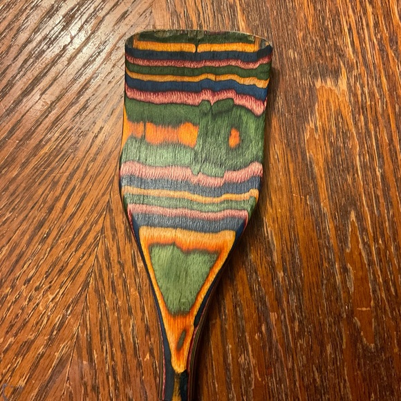 Beautiful Colorful Carved Heavy Wooden Kitchen Spatula! - Picture 6 of 16